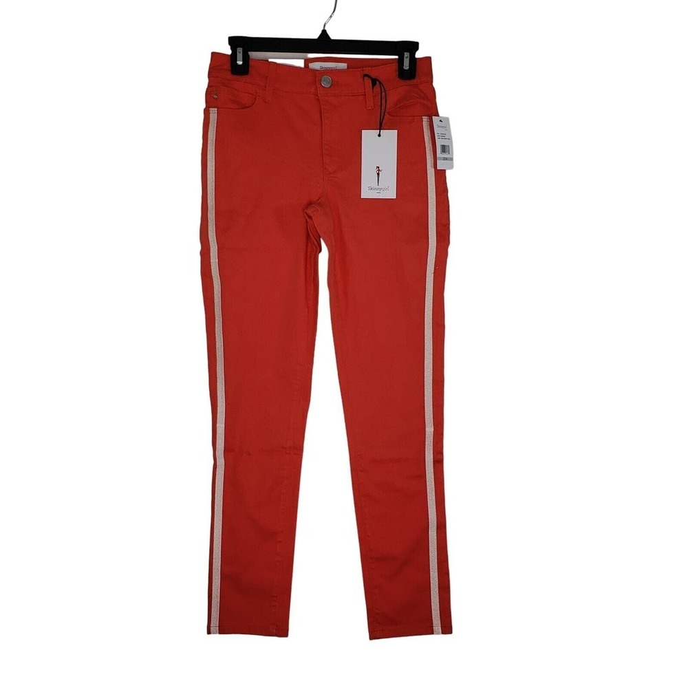 Skinnygirl Womens Pants Sarah Skinny Ankle Geranium Red White‎ Stripe Size 27/4